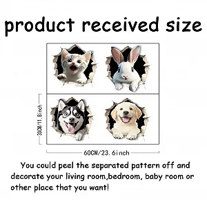 Наклейка на стіну SUPERDANT 3D Animals Cat Rabbit Dog synthetic.ua - Фото 1