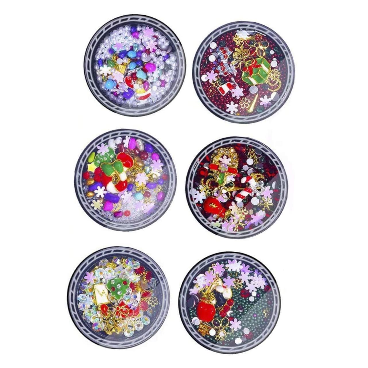 Різдвяні POPETPOP 18 коробок Різдвяні орнаменти для нігтів DIY Різдвяні блискітки, фото №1