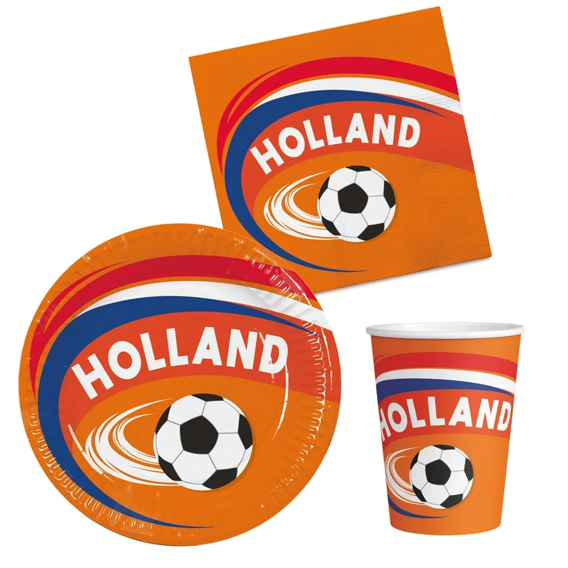 Набір посуду для вечірки Папір Boland Holland Тарілки Паперові Стакани Паперові серветки Нідерланди Чемпіонат світу, фото №1