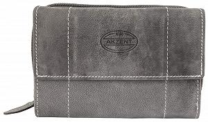 Кошелек Akzent 3000113 Женский Из натуральной кожи Crunch Look С защитой RFID Формат 14 x 9 см, серый, кошелек для монет - Фото 1