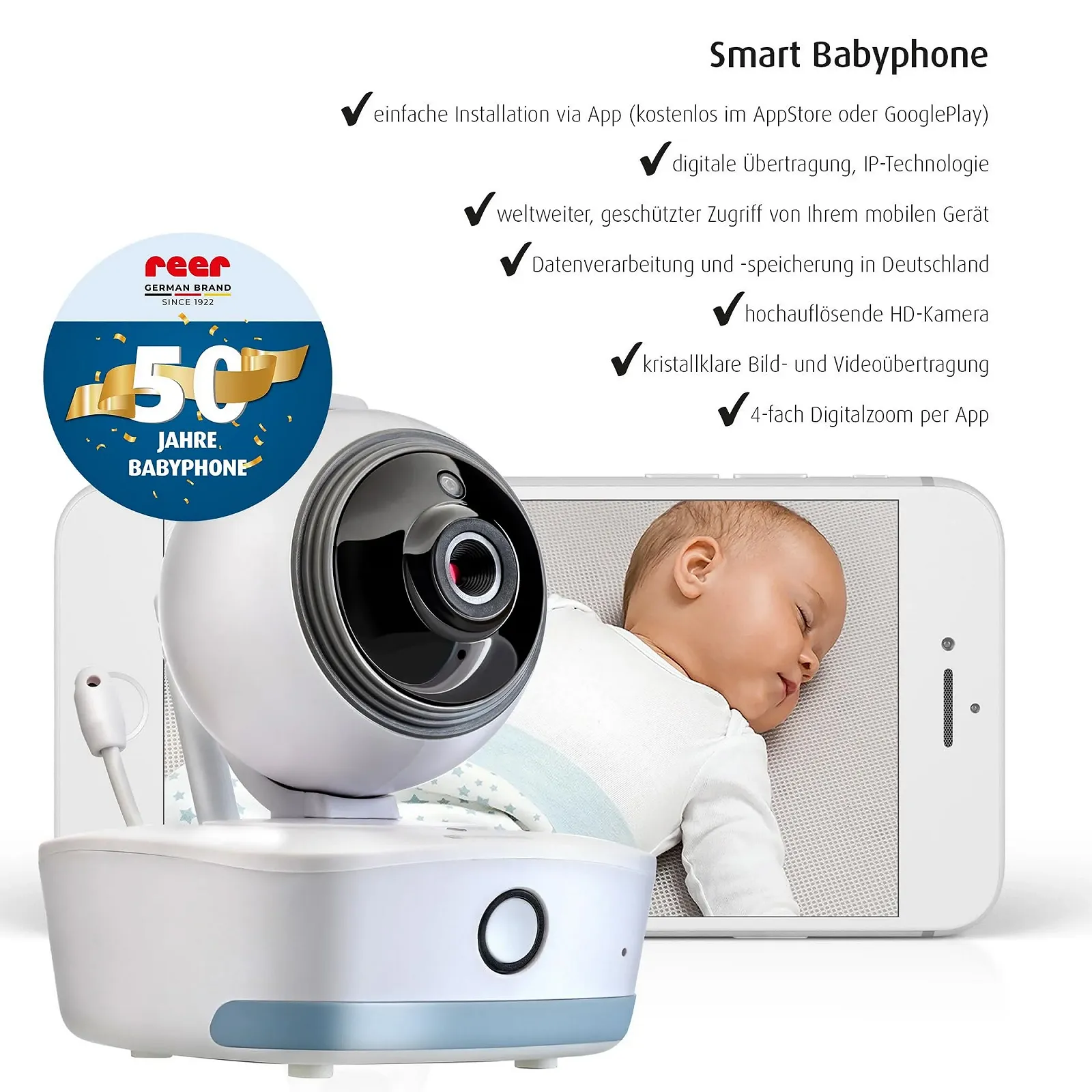 IP-відеоняня Reer BabyCam Move 80310 біла, фото №2