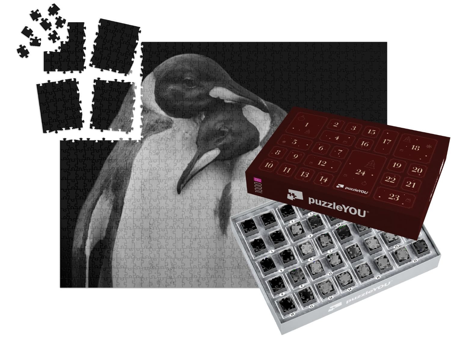 Пазл-адвент-календарь puzzleYOU Пингвины, экзотические и популярные животные "Пара пингвинов в интимных объятиях" 1000 элементов Черно-белый, фото №1 Пазл-адвент-календарь puzzleYOU Пингвины, экзотические и популярные животные "Пара пингвинов в интимных объятиях" 1000 элементов Черно-белый, фото №1