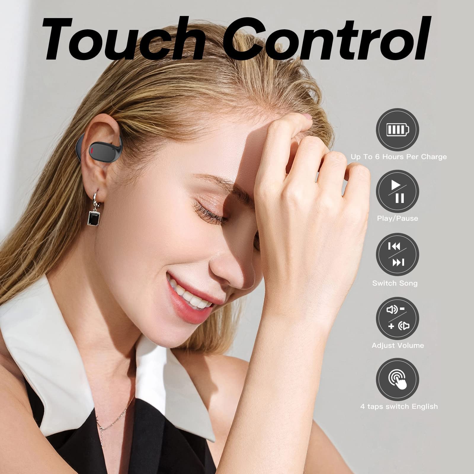 Навушники Open Wireless Bluetooth Air Line Bone Sound з мікрофоном чорні, фото №5