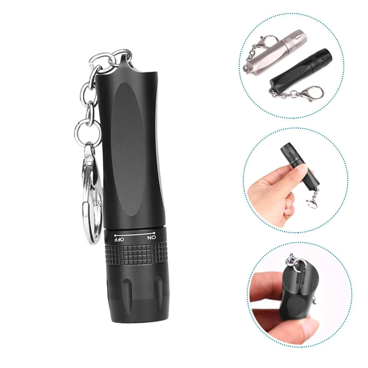 Міні LED ліхтарик-брелок Маленький ручний Сильне світло Чорний, фото №5