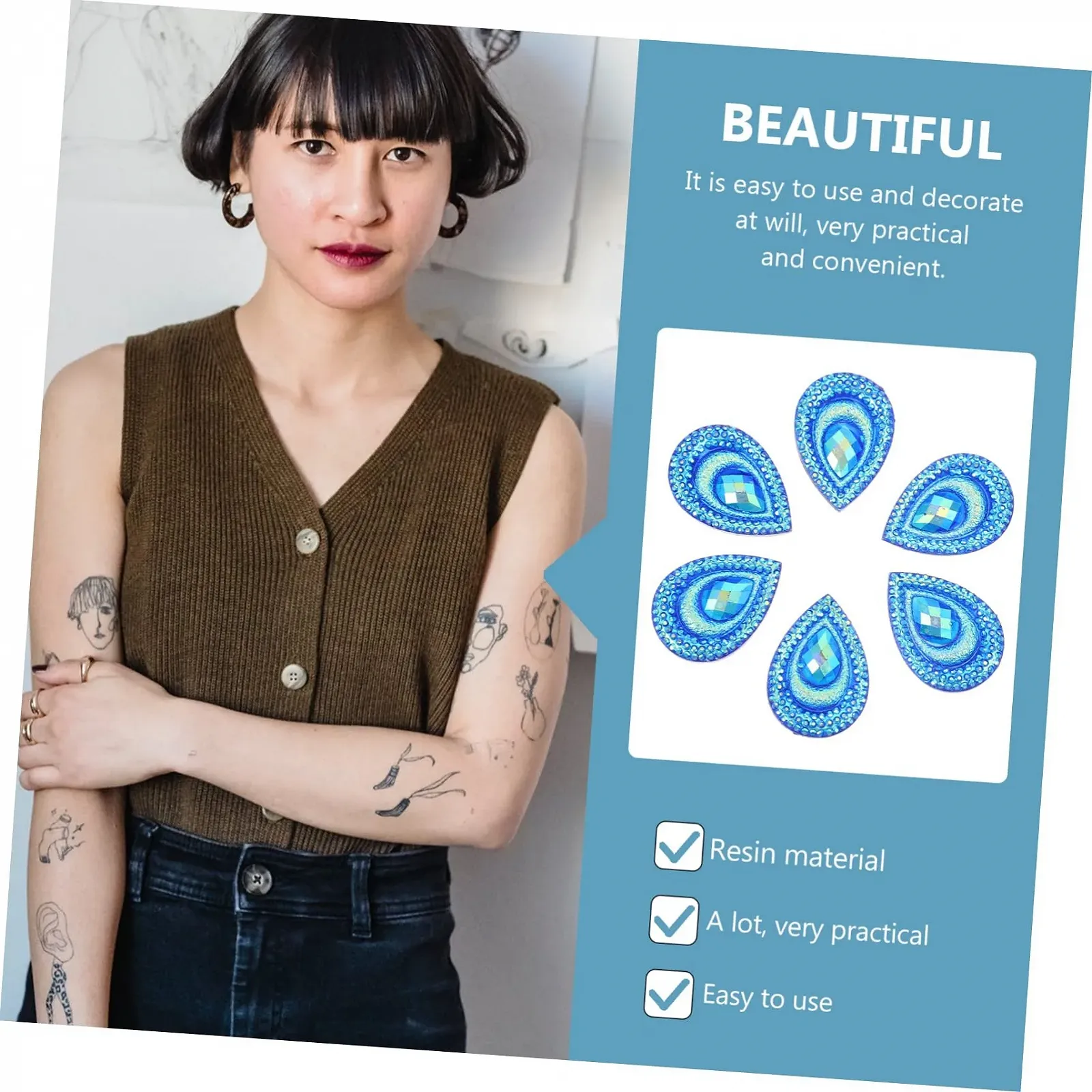 Стрази Павич Краплі води NUOBESTY 2 шт., фото №3