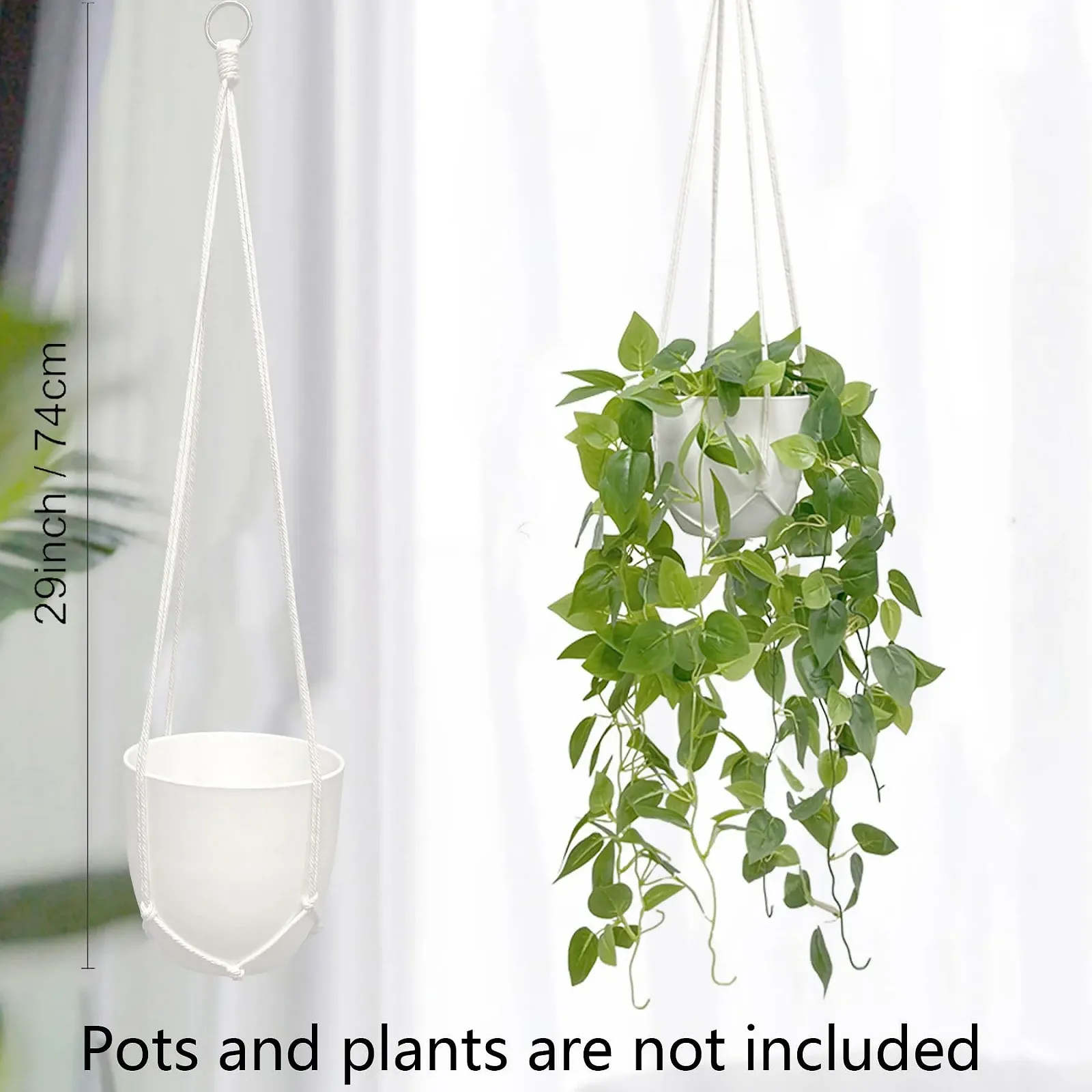 Тримачі для вазонів HanYun макраме набір 5 шт. бавовняна мотузка 74 см, фото №2 Тримачі для вазонів HanYun макраме набір 5 шт. бавовняна мотузка 74 см, фото №2