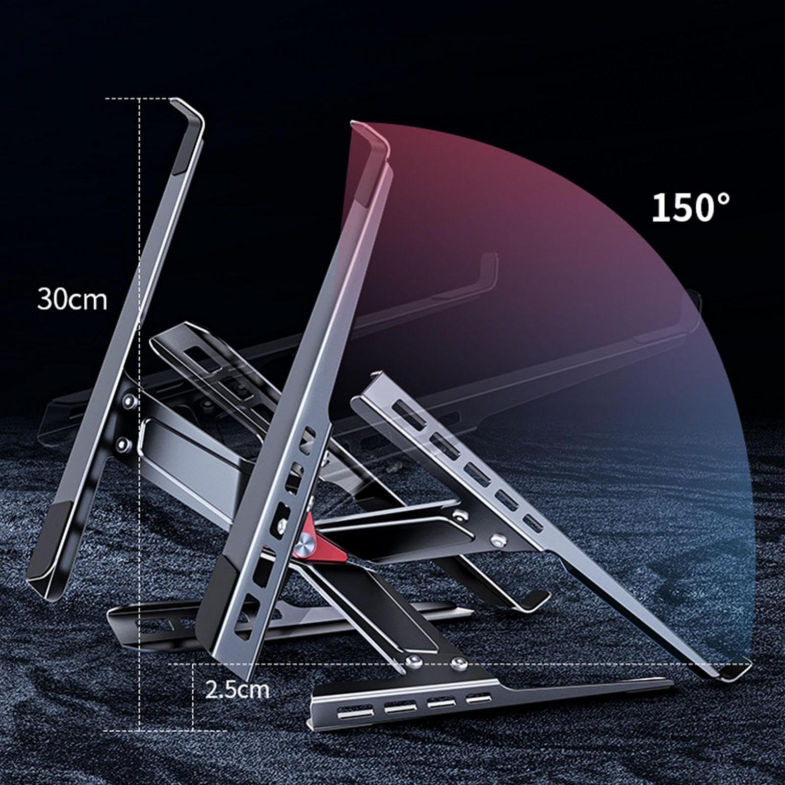 Підставка для ноутбука, регульована на 150 градусів, з вуглецевої сталі, з антиковзаючим силіконом, регульована, складна, фото №6