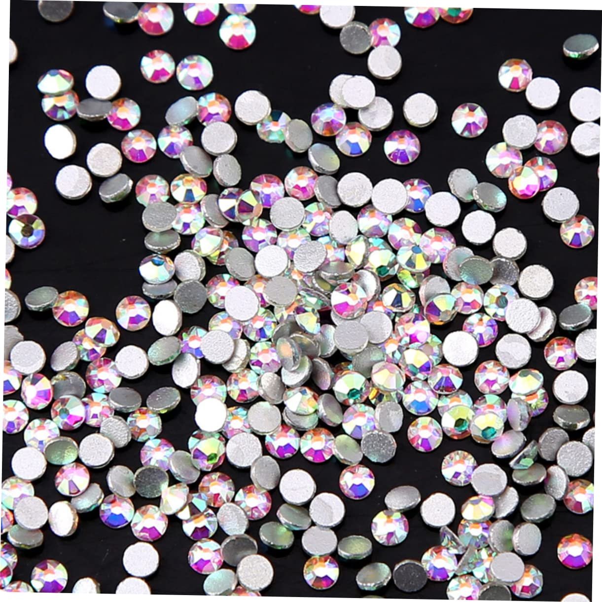 Стрази для нігтів Healvian 1 4плоскі, круглі, різнокольорові зі сріблястою задньою стороною, фото №4