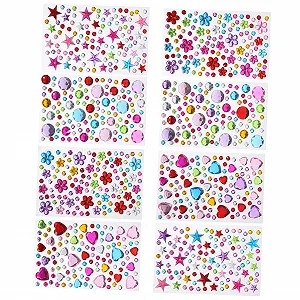 Стразы для ногтей LALAFINA 8 листов для макияжа и дизайна ногтей, самоклеящиеся блестки для лица для фестивалей и особых случаев, штуки для творческих украшений - Фото 1