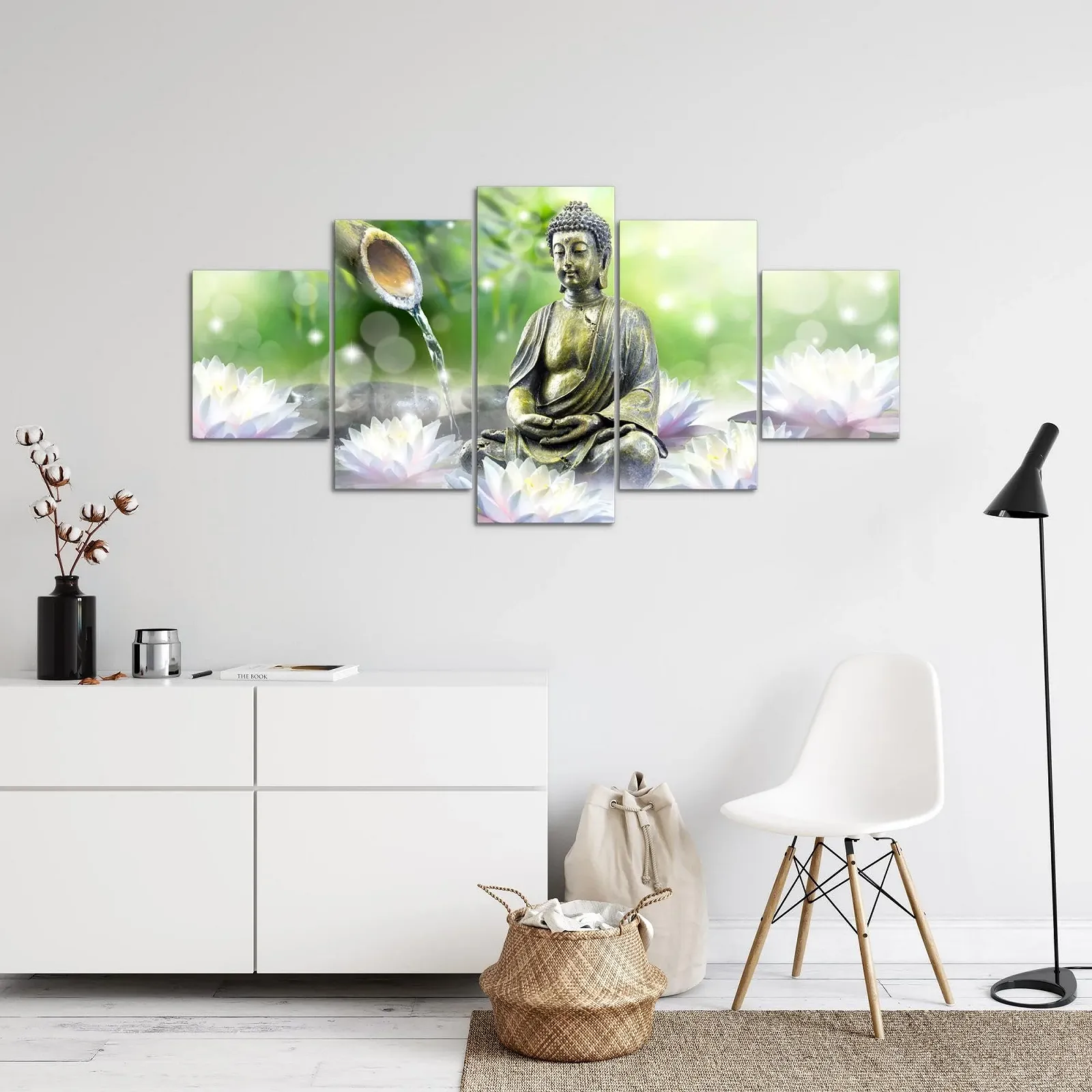 Картина Runa Art Feng Shui Buddha 200 x 100 см 5 шт. XXL Зелена 018251a, фото №3 Картина Runa Art Feng Shui Buddha 200 x 100 см 5 шт. XXL Зелена 018251a, фото №3