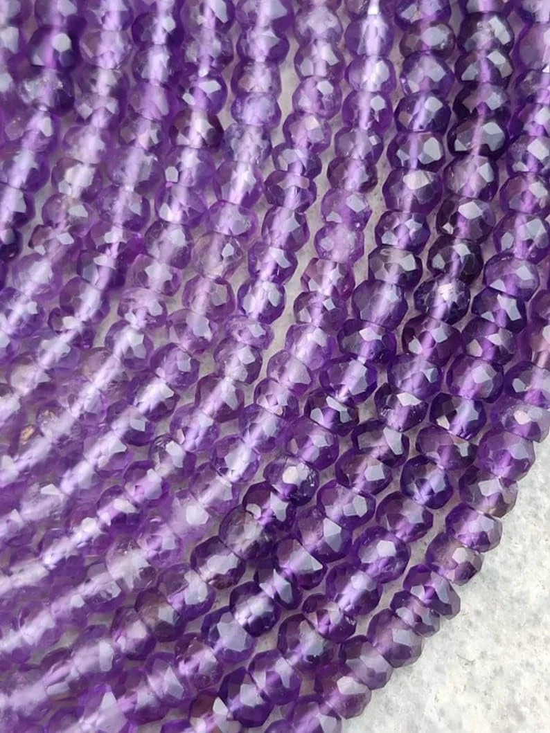 Бусины Аметист Круглый Граненый 3.5-4 мм, фото №2