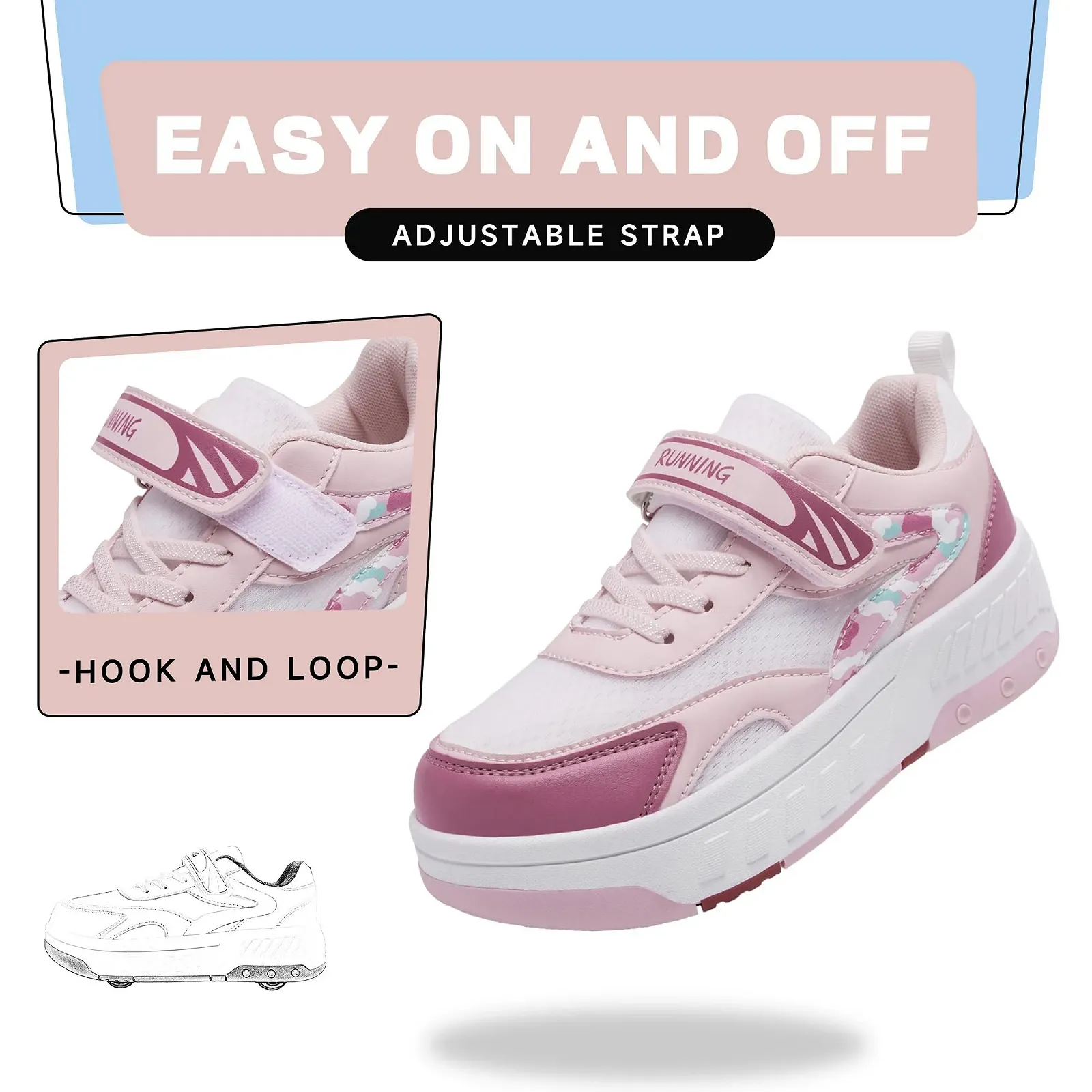 Кросівки на коліщатках дівчаток дитячі, фото №4