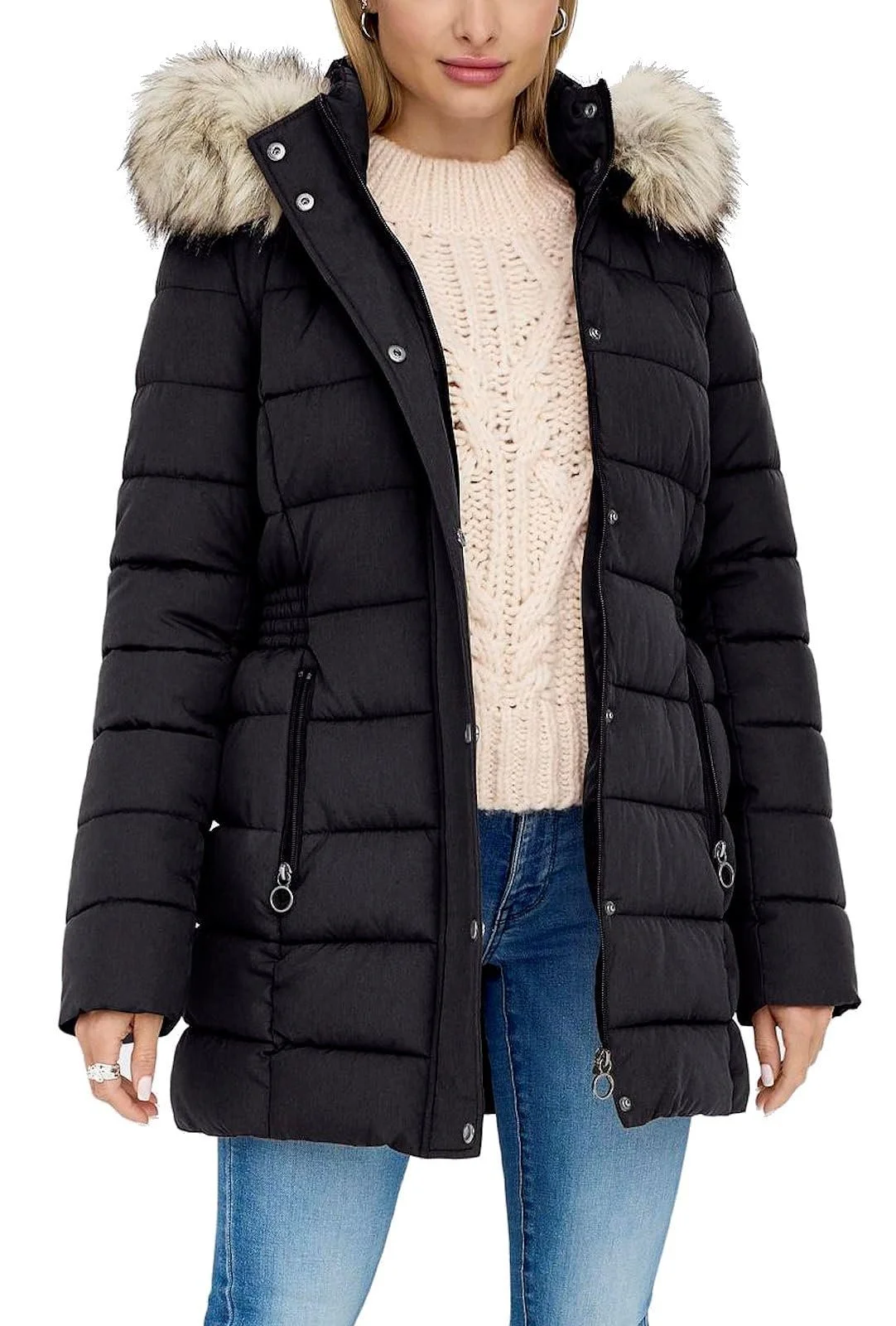 Куртка ONLY ONLNew Luna стьобана жіноча з хутряним капюшоном, фото №1
