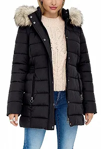 Куртка ONLY ONLNew Luna стеганая женская с меховым капюшоном - Фото 1