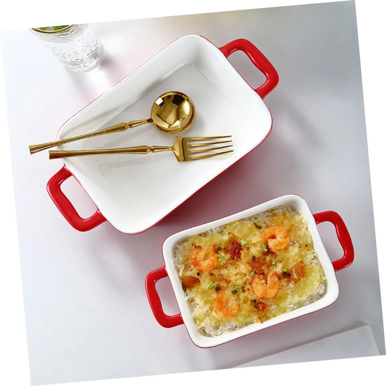 Форма для запекания SOIMISS керамическая с двумя ручками прямоугольная красная, фото №5