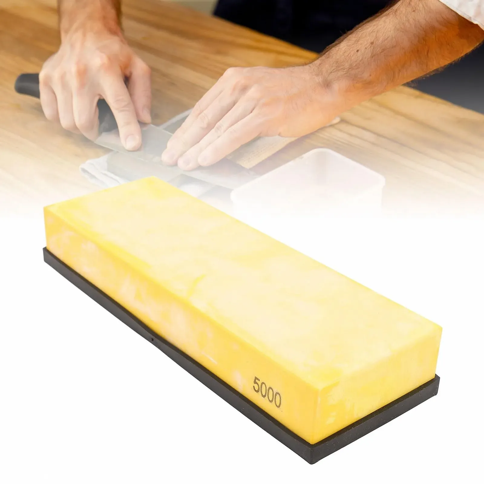 Точильний камінь для ножів Aluminum Oxide 5000 Grit з нековзною основою білий, фото №8