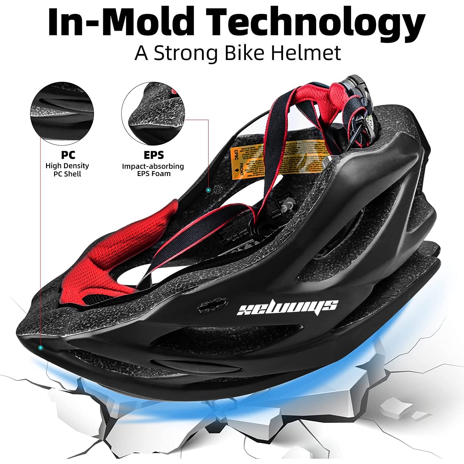 Велосипедный Шлем Shinmax с Подсветкой и Козырьком, 57-62 см, с Сумкой для Хранения, фото №3