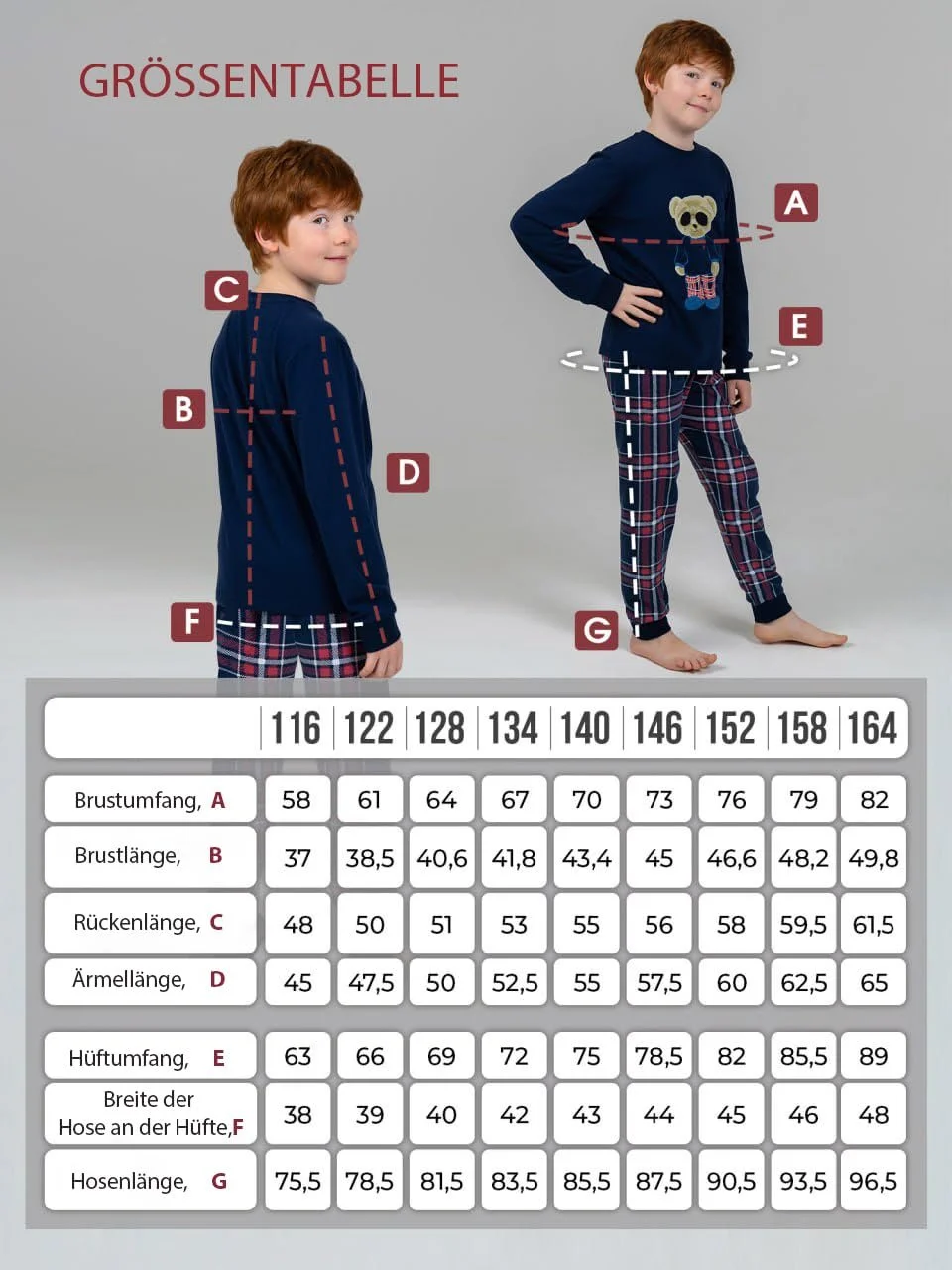 Піжама Rocks Me Baby Комплект дитячий однотонний верх з круглим вирізом та картаті штани Бавовняна, фото №9 Піжама Rocks Me Baby Комплект дитячий однотонний верх з круглим вирізом та картаті штани Бавовняна, фото №9