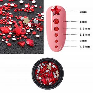 Аксессуары для дизайна ногтей Стразы для ногтей Стразы из стекла 1 Коробка Пентаграмма Красный 1 Плоский бриллиант synthetic.ua - Фото 1