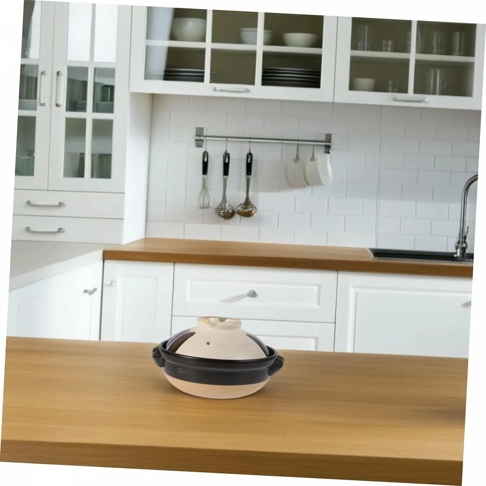 Каструля японський стиль керамічна з кришкою груба пориста з подвійними ручками термостійка для відкритого вогню, фото №4