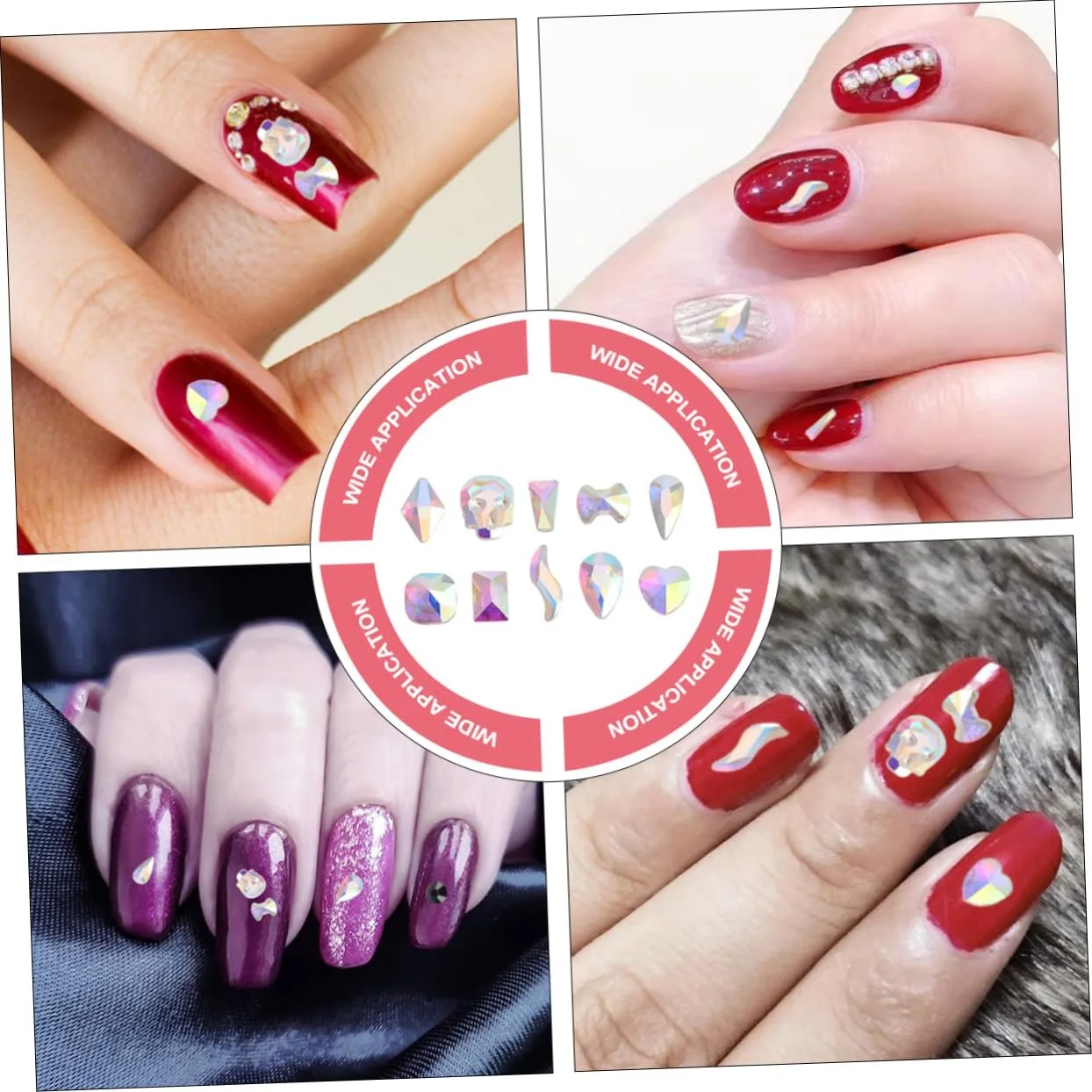 Стрази Плоскі Зміна Кольору 100 шт. змішані форми, аксесуари блискучі скляні шарми для манікюру та творчих прикрас, фото №6