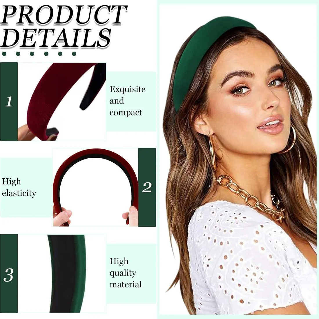 Вінтажний обруч для волосся Оксамитовий, фото №3