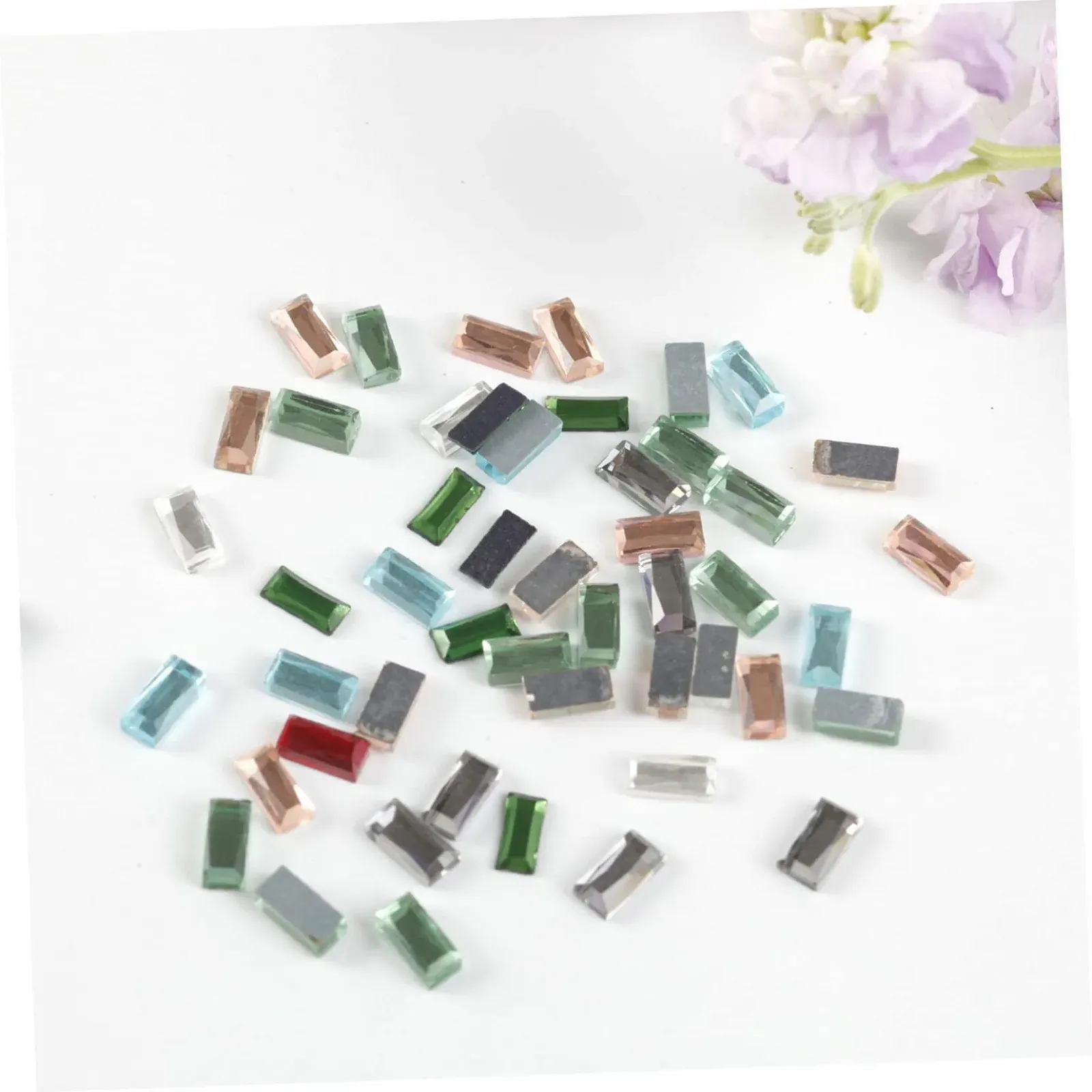 Стрази СТOBOK 1200 шт., скляні, з пласким дном для рукоділля, творчих прикрас для одягу, сумок, чохлів для телефонів та іншого, красиві ефекти світлових відблисків, універсальні, фото №5