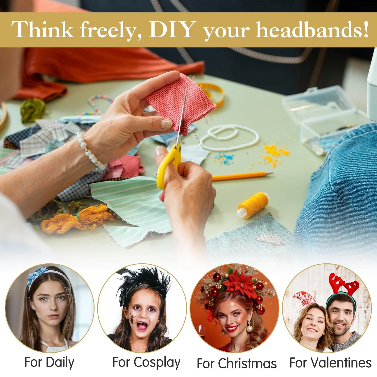 Обруч JIEYAO Набор из 3 черных атласных, фото №6 Обруч JIEYAO Набор из 3 черных атласных, фото №6