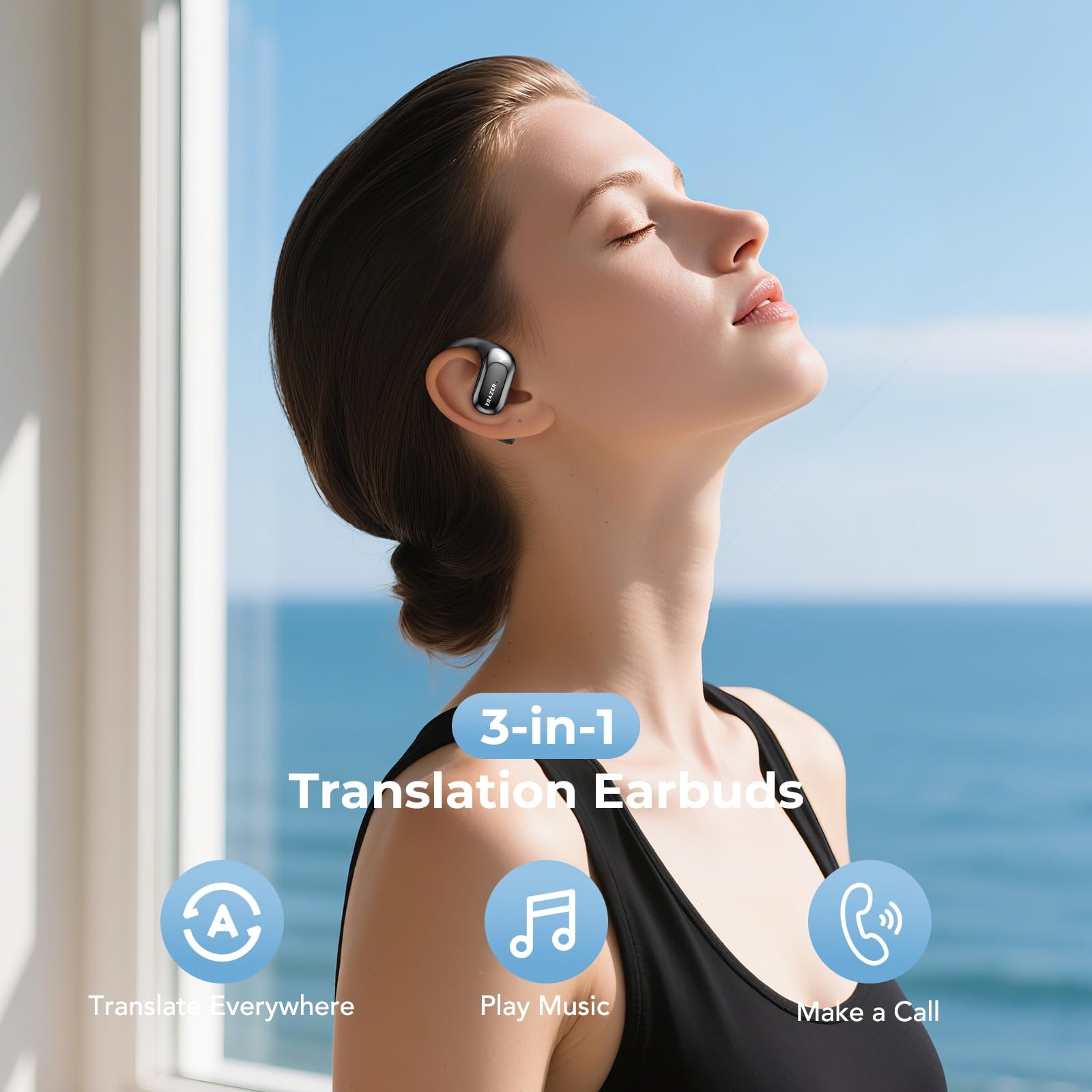 Навушники для перекладу AI Real Time 4-в-1, Bluetooth 5.4, бездротові, фото №4