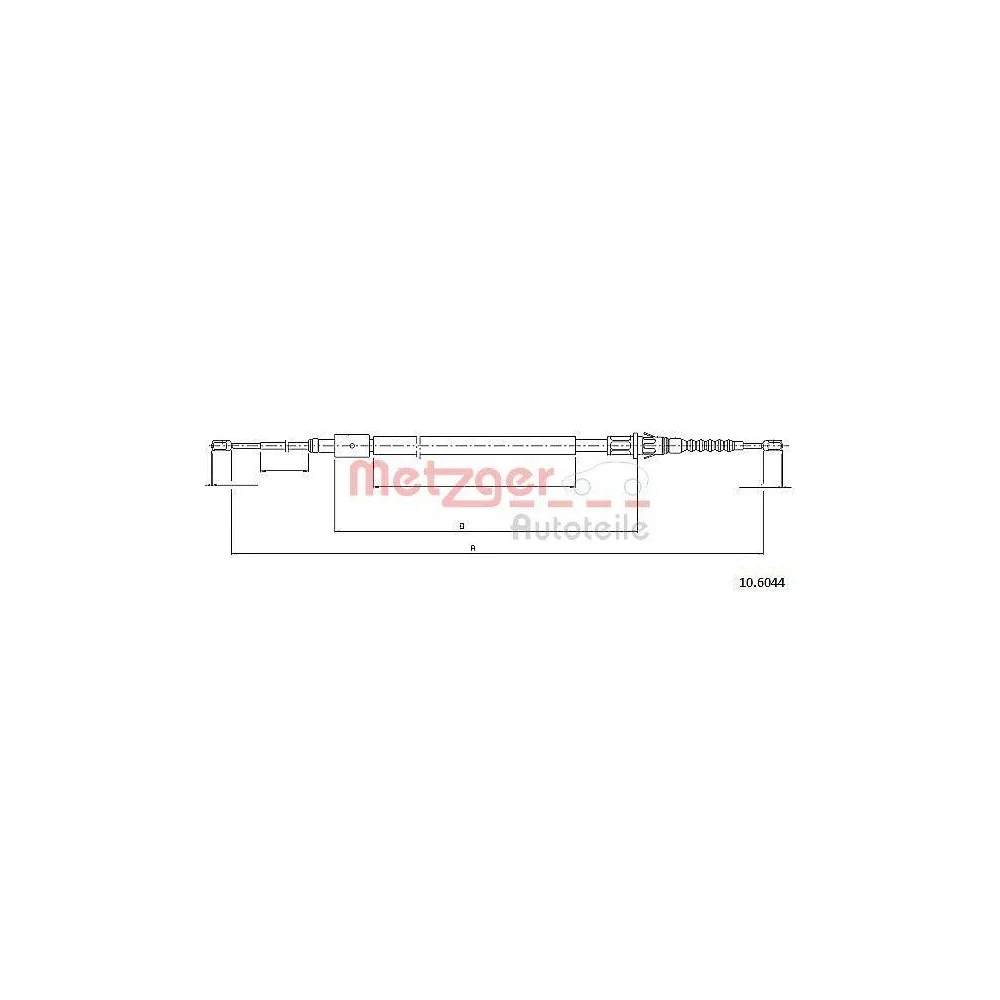 Трос стоянкового гальма METZGER 10.6044 задній лівий для PEUGEOT, фото №1 Трос стоянкового гальма METZGER 10.6044 задній лівий для PEUGEOT, фото №1