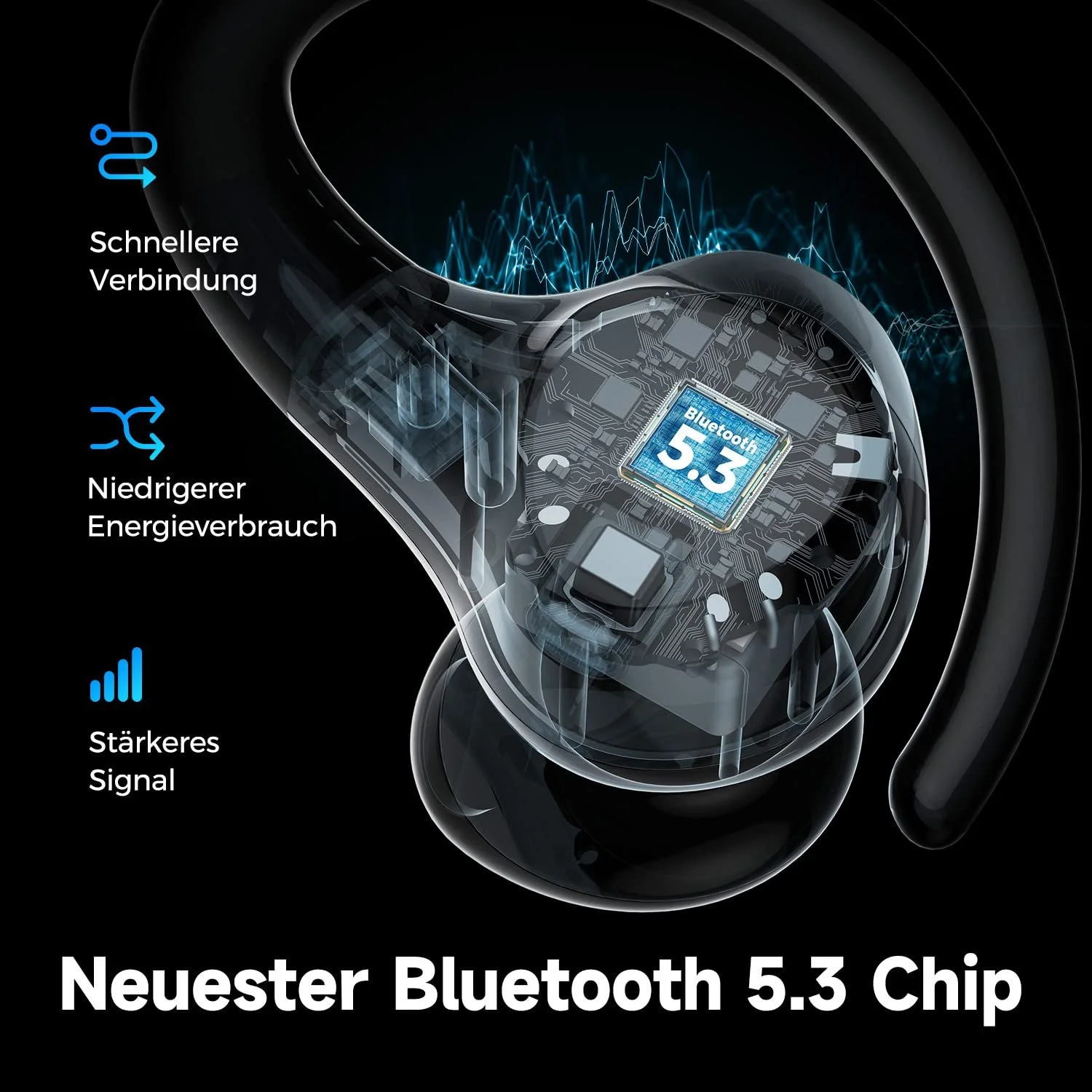 Спортивні навушники SoundPEATS Wings2 Bluetooth 5.3 13мм Драйвер 30 годин Black, фото №6