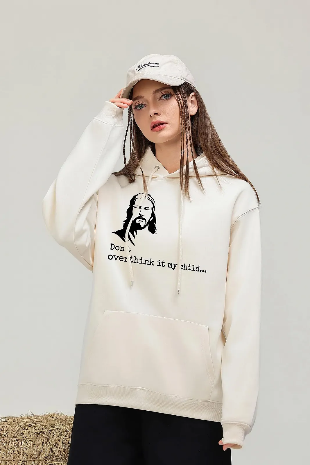 Ретро Худи с надписью Don't Overthink It My Child Lustiger Jesus Christian, фото №3 Ретро Худи с надписью Don't Overthink It My Child Lustiger Jesus Christian, фото №3