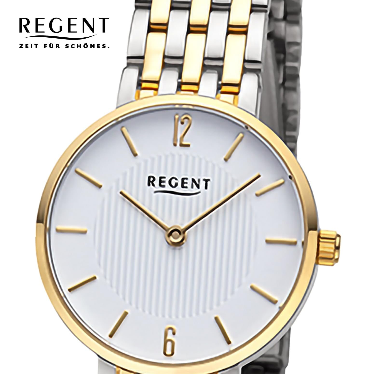 Женские часы REGENT F-1486, нержавеющая сталь, аналоговые, двухцветный, 5 ATM, браслет, фото №2