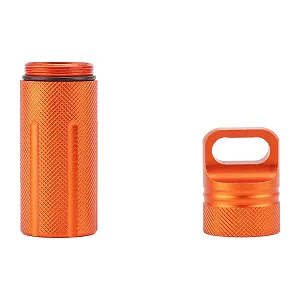 Футляр для виживання Military Grade Outdoor, водонепроникний, герметичний, для пігулок/батарейок, 10 см, помаранчевий synthetic.ua - Фото 1