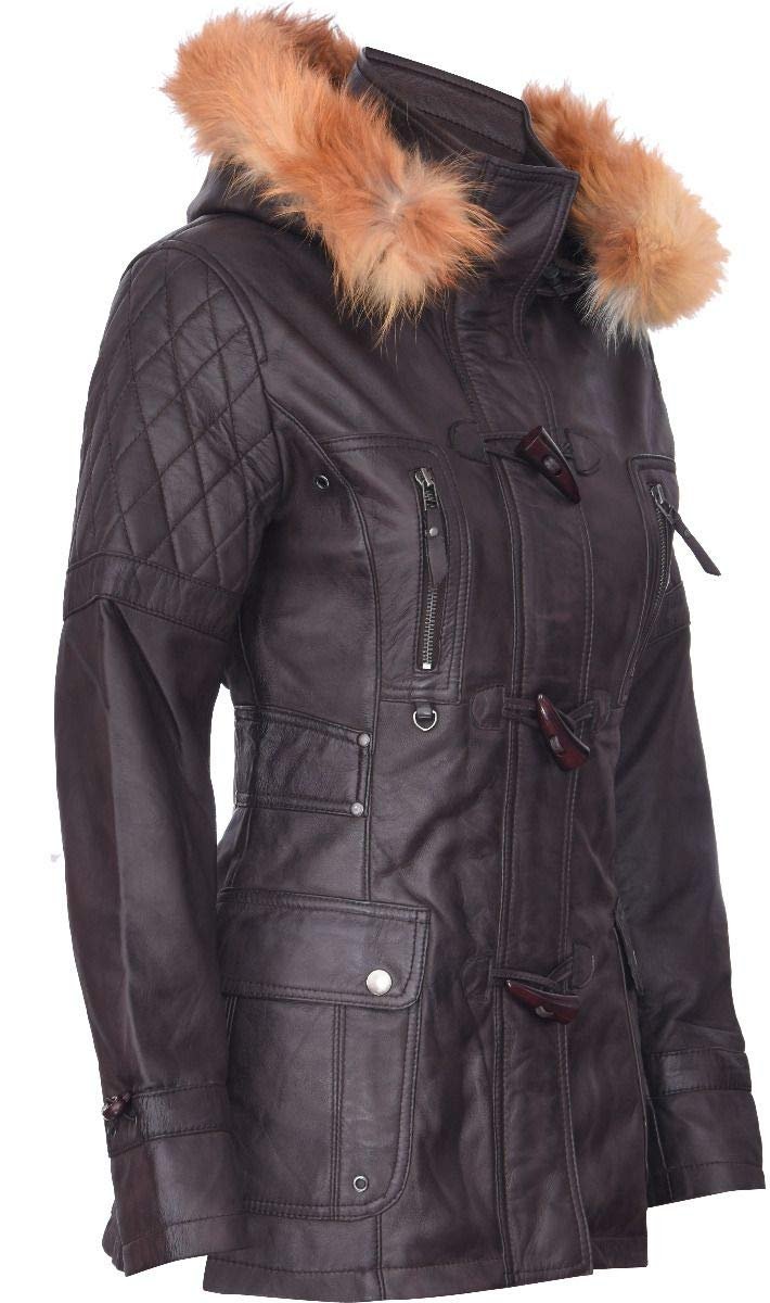 Женская парка кожаная стеганая Infinity Leather с капюшоном, размер XS, фото №3