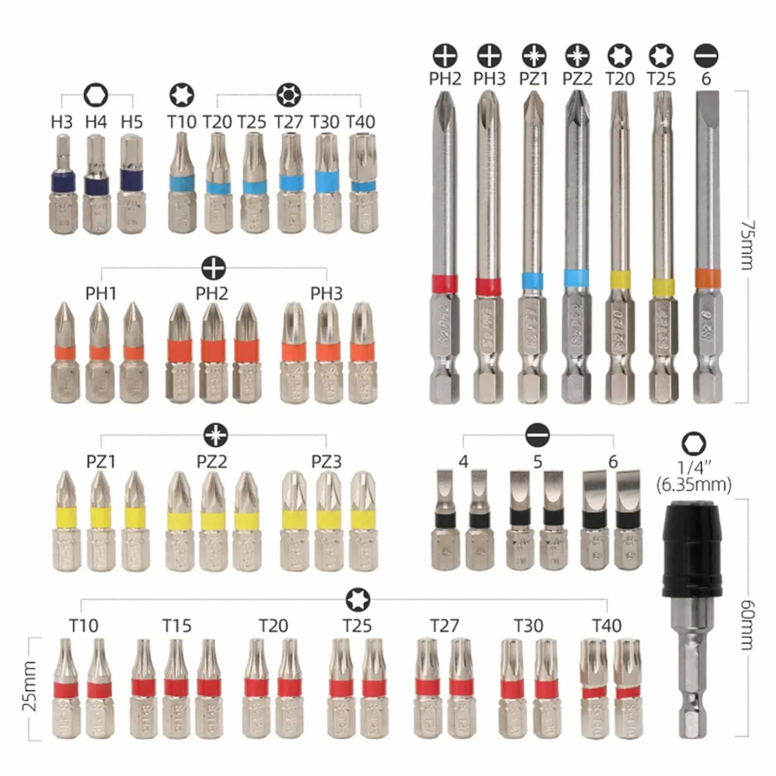 Набор отверточных бит Set 56-в-1 для ремонта электроники S2, фото №5