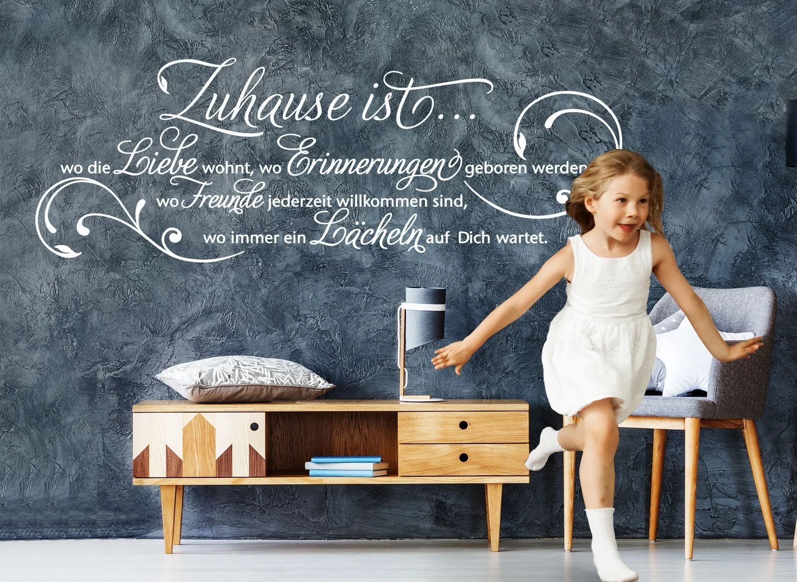 Наклейка на стену Grandora W942 Цитата "Zuhause ist wo die Liebe wohnt" 120 x 42 см Черная, фото №3