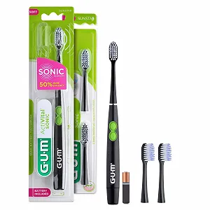 Звукова зубна щітка G.U.M ActiVital Sonic 12 000 вібрацій 2 змінні насадки Чорна - Фото 1