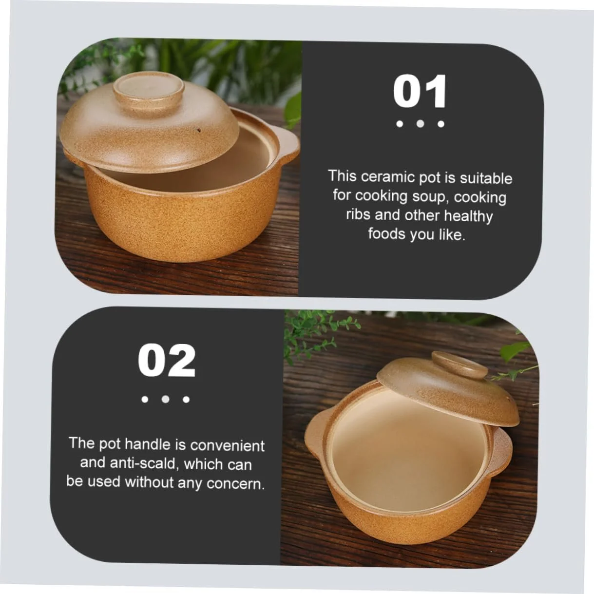 Кастрюля для запекания керамическая с крышкой термостойкая с ручками для индукции, фото №5