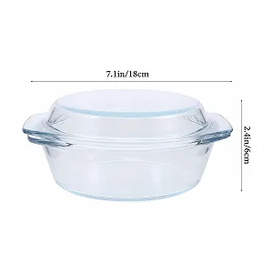 Форма для запікання скляна з кришкою кругла термостійка прозора synthetic.ua - Фото 1