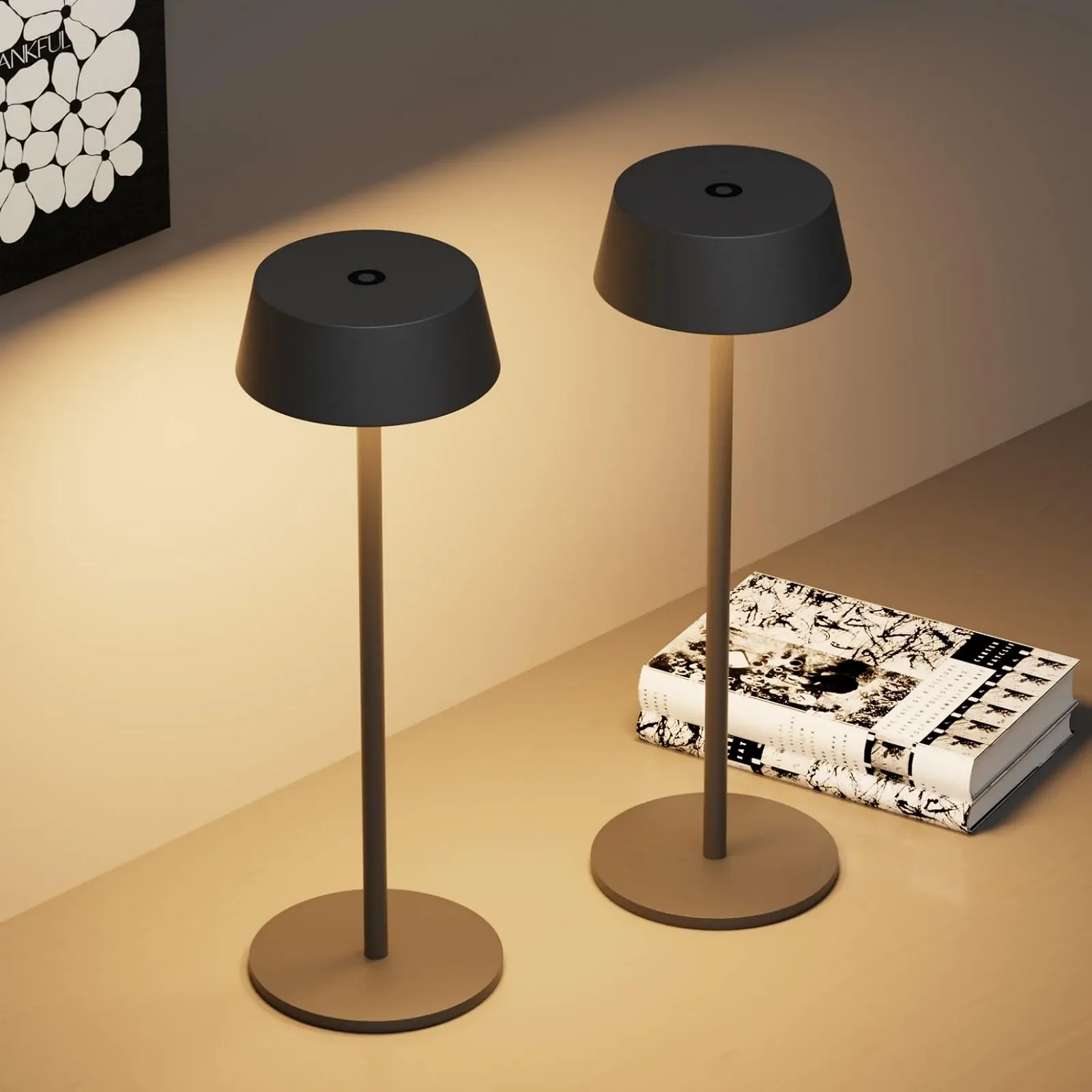 Настільна лампа Klighten Набір 2 шт. Сенсорне керування LED Алюміній Акумуляторна Тепла біла IP65 Водонепроникна, фото №1