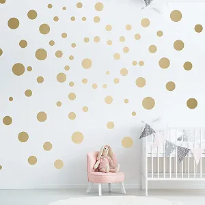 Наклейки на стену ELES VIDA Dots 100 шт. Золотистые круги для детской комнаты - Фото 1