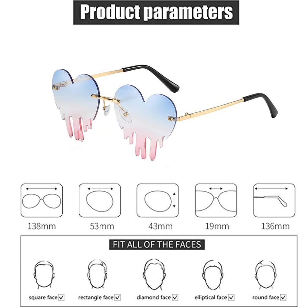 Солнцезащитные очки Сердце Miotlsy 2 шт, Двухцветные, Цветовой микс, фото №4