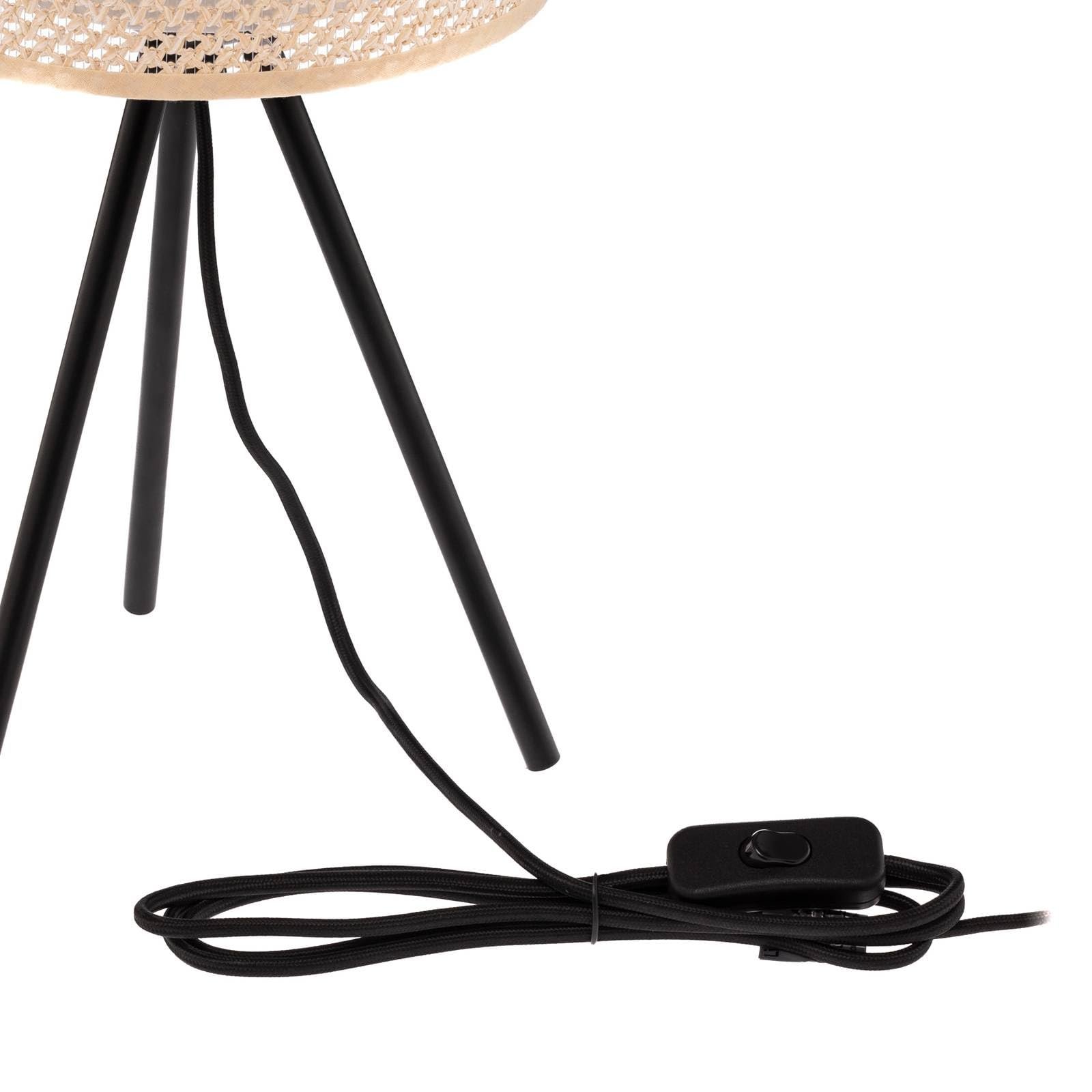 Настільна лампа Lindby Tripod Rattan Look E27 43,5 см White Cream, фото №7