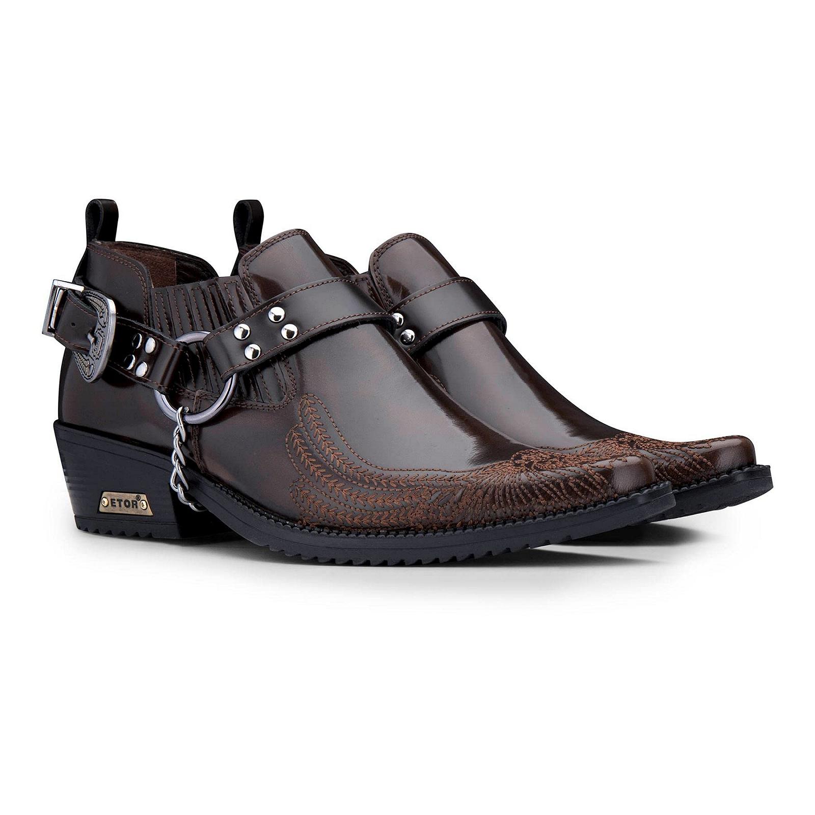 Туфли TruClothing.com Мужские Кожаные Western Design US Eagle Shiny Metallic Chain, фото №2