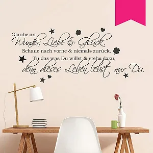 Наклейка на стіну Wandkings Glaube an Wunder Німецький текст 50 x 21 см Рожева - Фото 1