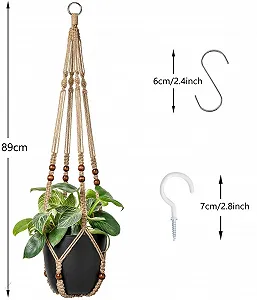 Держатель для вазонов FonVan макраме хлопковая веревка с крючками 89 см Коричневый synthetic.ua - Фото 1