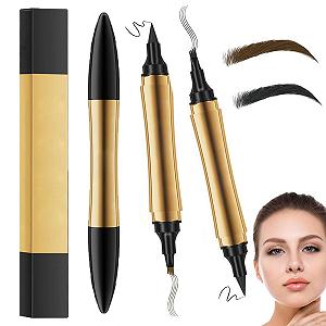 Олівець Microblading 2-в-1 Тату для брів Водостійкий Двосторонній 4-зубці Підводка (Темно-коричневий+Чорний) - Фото 1