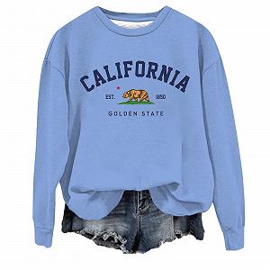 Женский Пуловер Los Angeles 2025 с круглым вырезом, готическим принтом букв, графикой, повседневный, California Backwoods, винтажный, свободного кроя, эстетический готический - Фото 1