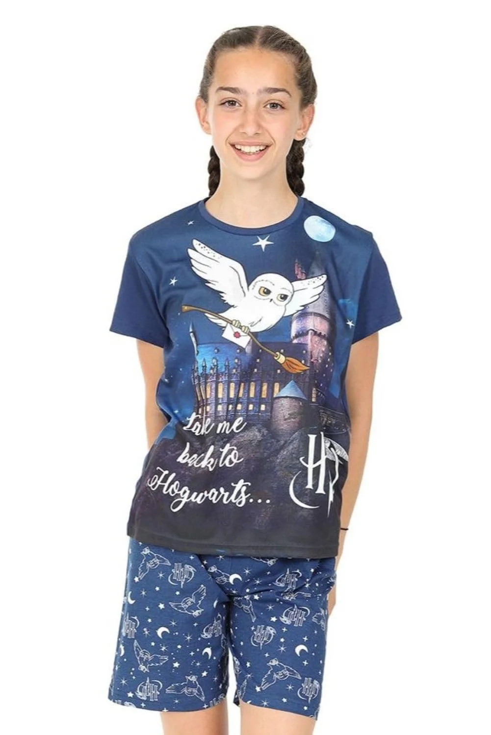 Пижама Harry Potter Hedwig Take Me Back to Hogwarts Короткая для девочек Темно-синий, фото №2 Пижама Harry Potter Hedwig Take Me Back to Hogwarts Короткая для девочек Темно-синий, фото №2